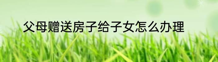 父母赠送房子给子女怎么办理
