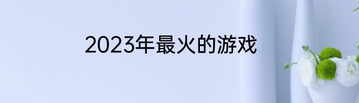 2023年最火的游戏