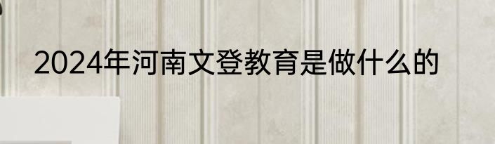 2024年河南文登教育是做什么的