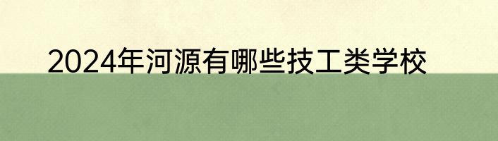 2024年河源有哪些技工类学校