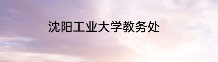 沈阳工业大学教务处