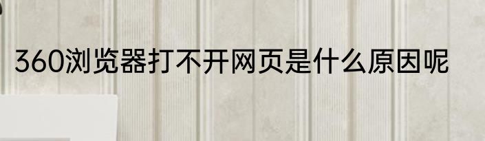 360浏览器打不开网页是什么原因呢