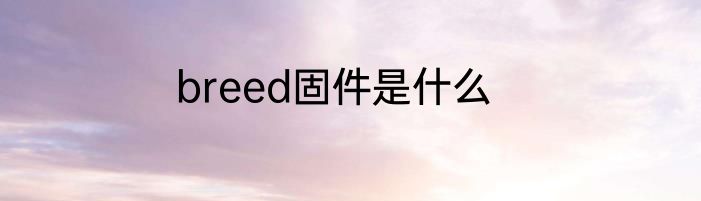 breed固件是什么