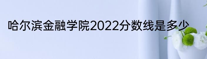 哈尔滨金融学院2022分数线是多少