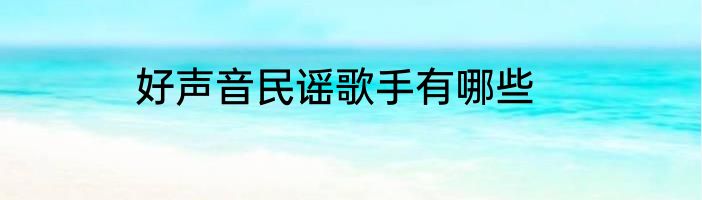 好声音民谣歌手有哪些