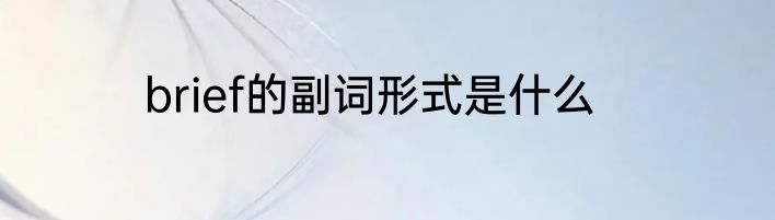 brief的副词形式是什么