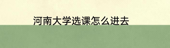 河南大学选课怎么进去