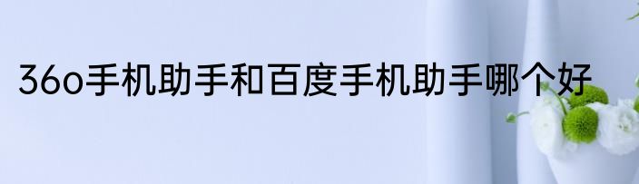 36o手机助手和百度手机助手哪个好