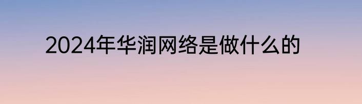 2024年华润网络是做什么的