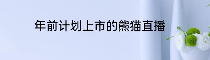 年前计划上市的熊猫直播