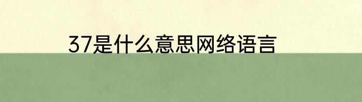 37是什么意思网络语言