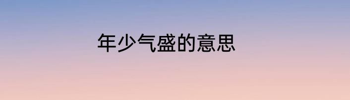 年少气盛的意思