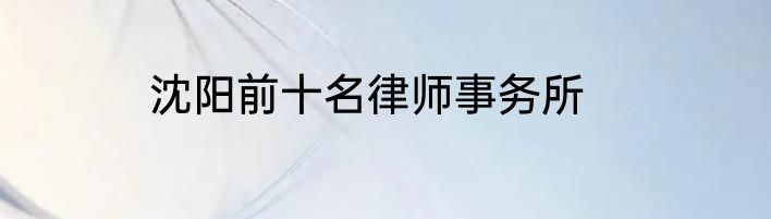 沈阳前十名律师事务所