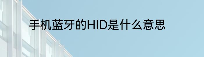 手机蓝牙的HID是什么意思