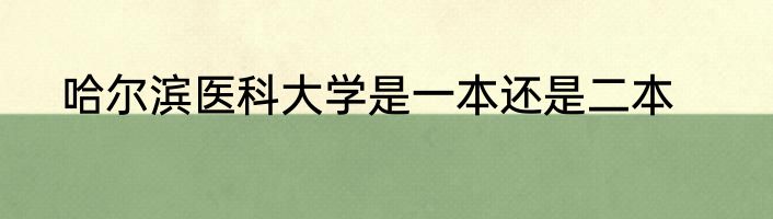 哈尔滨医科大学是一本还是二本