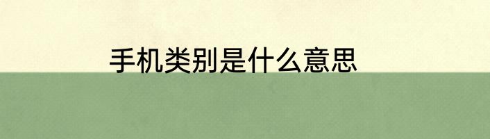 手机类别是什么意思