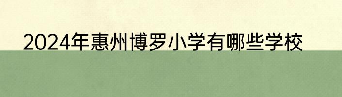 2024年惠州博罗小学有哪些学校