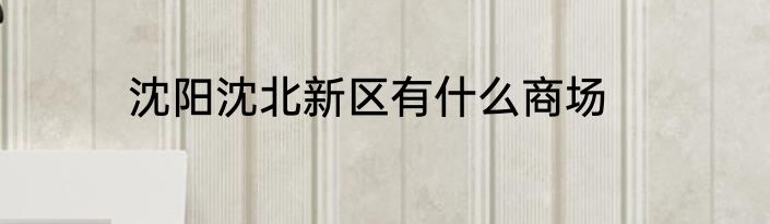沈阳沈北新区有什么商场
