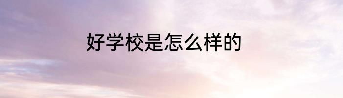 好学校是怎么样的
