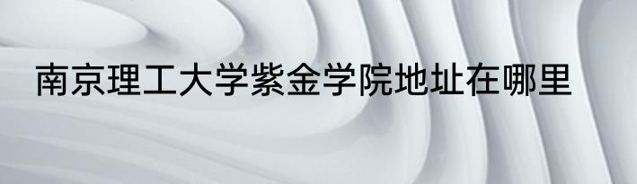 南京理工大学紫金学院地址在哪里
