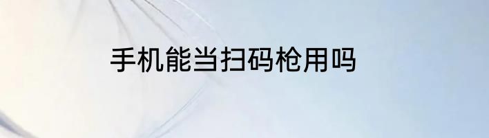 手机能当扫码枪用吗