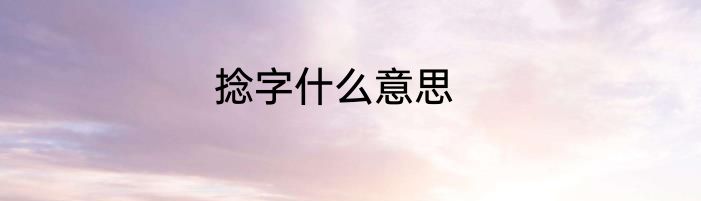 捻字什么意思