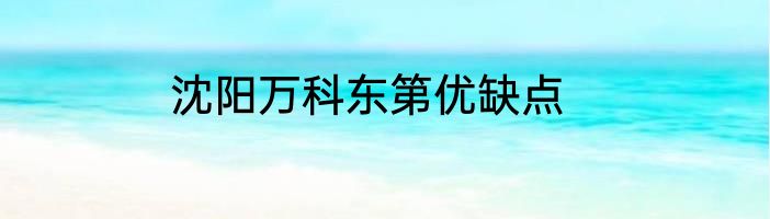 沈阳万科东第优缺点