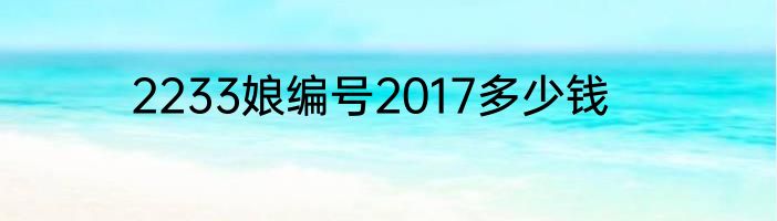 2233娘编号2017多少钱