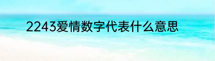 2243爱情数字代表什么意思