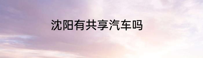 沈阳有共享汽车吗