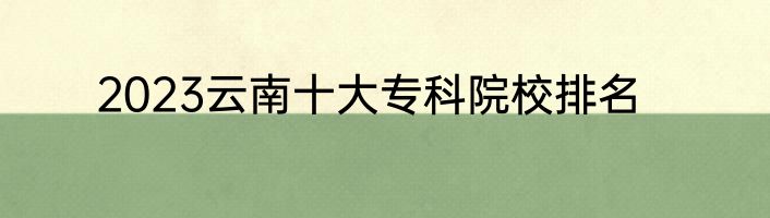 2023云南十大专科院校排名