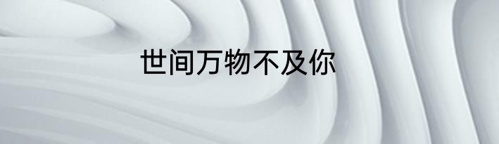 世间万物不及你