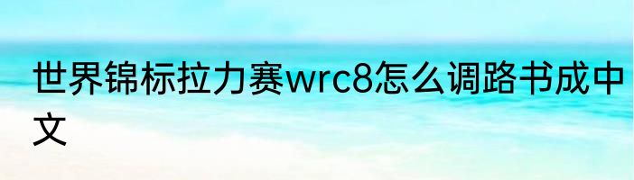 世界锦标拉力赛wrc8怎么调路书成中文