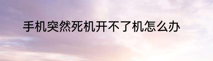 手机突然死机开不了机怎么办