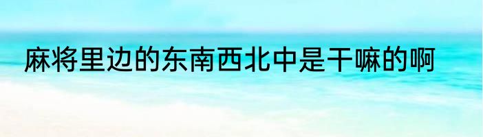 麻将里边的东南西北中是干嘛的啊