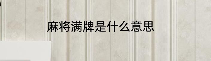 麻将满牌是什么意思