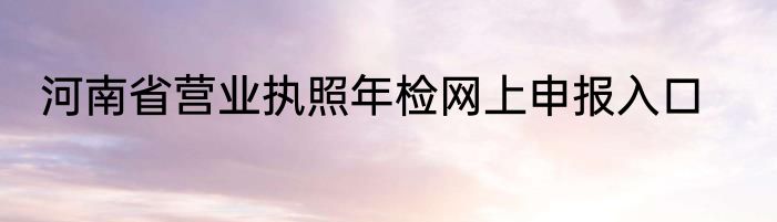 河南省营业执照年检网上申报入口