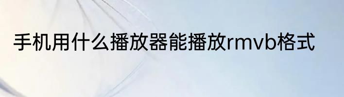 手机用什么播放器能播放rmvb格式