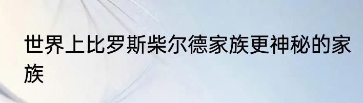 世界上比罗斯柴尔德家族更神秘的家族