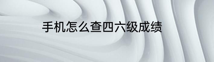 手机怎么查四六级成绩