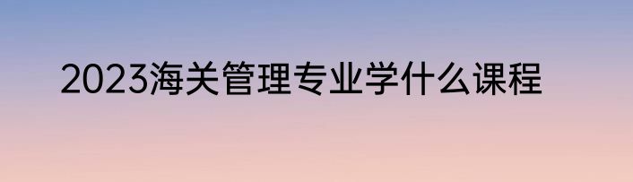 2023海关管理专业学什么课程