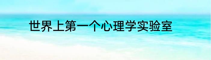 世界上第一个心理学实验室