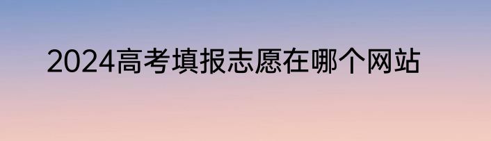 2024高考填报志愿在哪个网站