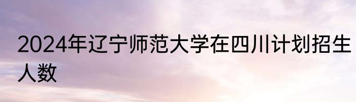 2024年辽宁师范大学在四川计划招生人数