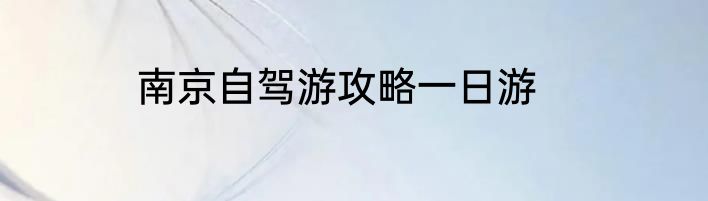 南京自驾游攻略一日游