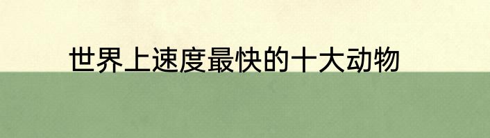 世界上速度最快的十大动物