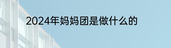 2024年妈妈团是做什么的