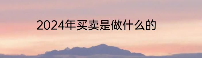 2024年买卖是做什么的
