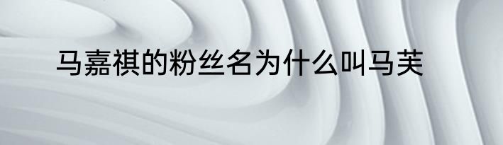 马嘉祺的粉丝名为什么叫马芙