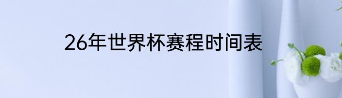 26年世界杯赛程时间表
